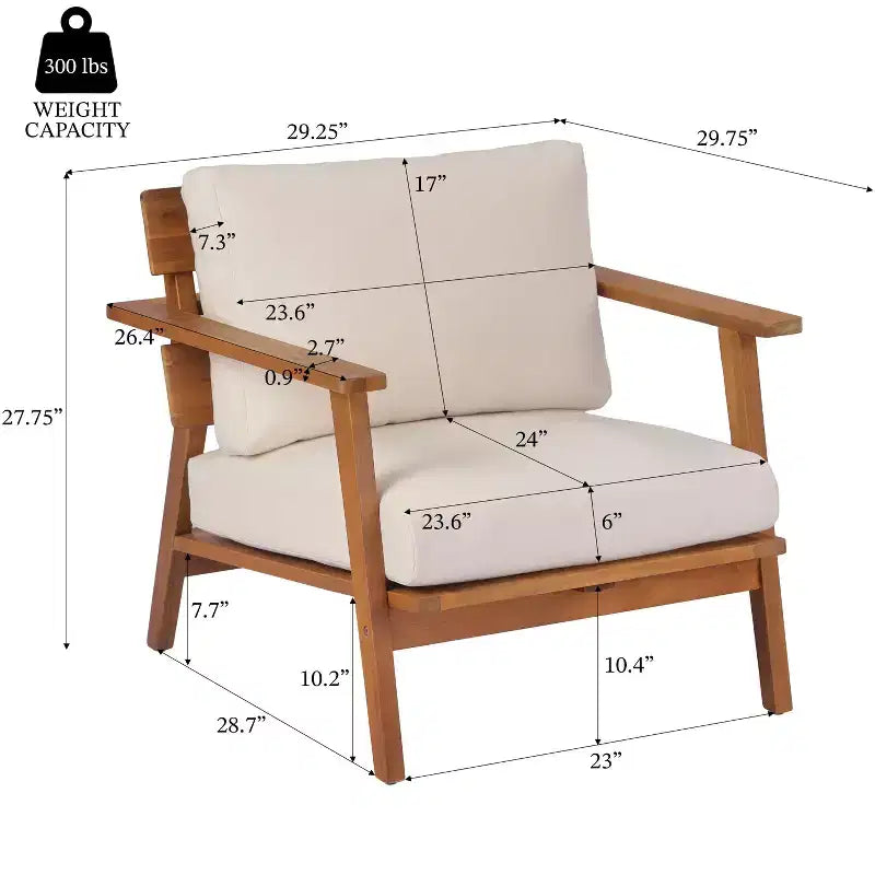Ensemble de canapés de jardin 2/4 places, ensemble de conversation de patio, ensemble de meubles d'extérieur, ensemble de sièges avec table basse, fauteuil, causeuse et coussins, teck + beige - ModernLuxe