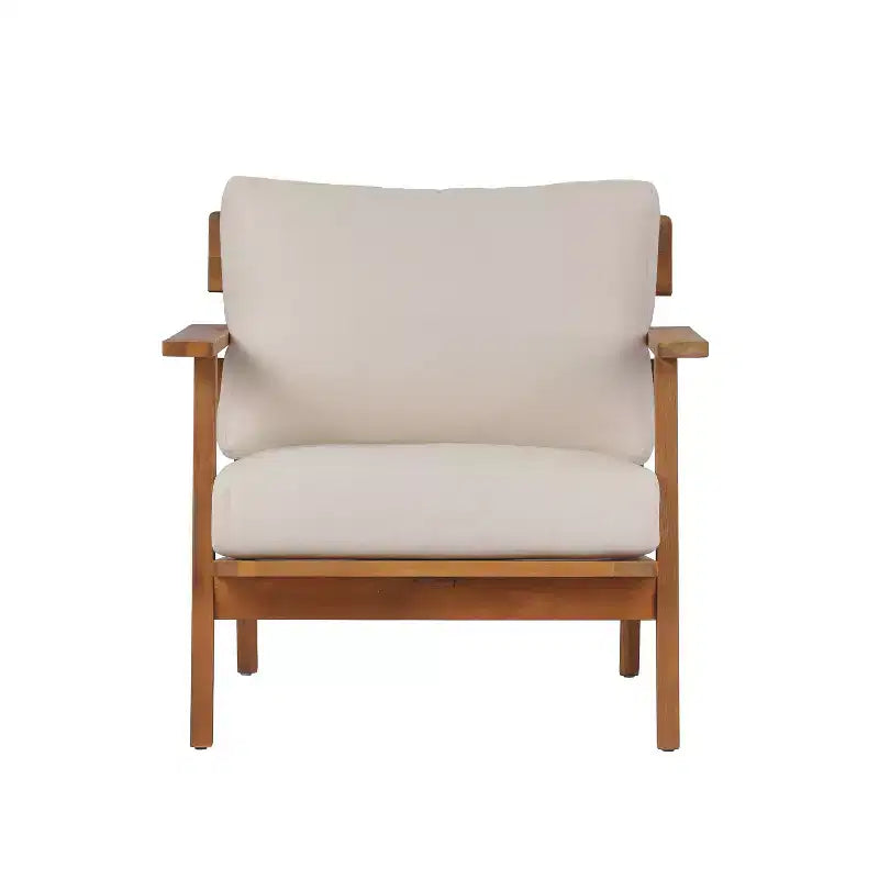 Ensemble de canapés de jardin 2/4 places, ensemble de conversation de patio, ensemble de meubles d'extérieur, ensemble de sièges avec table basse, fauteuil, causeuse et coussins, teck + beige - ModernLuxe