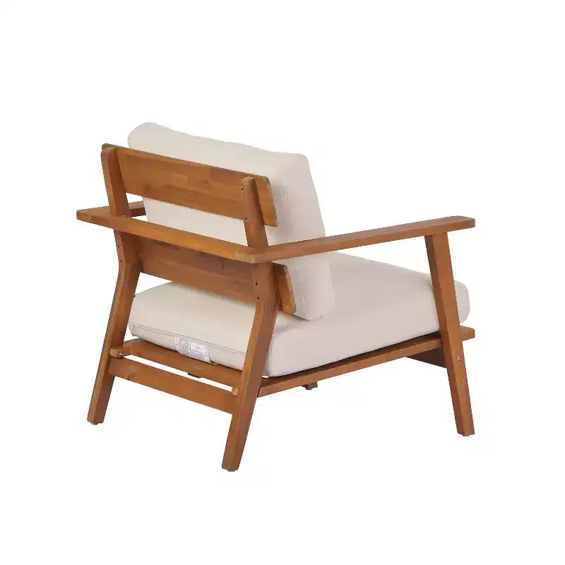 Ensemble de canapés de jardin 2/4 places, ensemble de conversation de patio, ensemble de meubles d'extérieur, ensemble de sièges avec table basse, fauteuil, causeuse et coussins, teck + beige - ModernLuxe