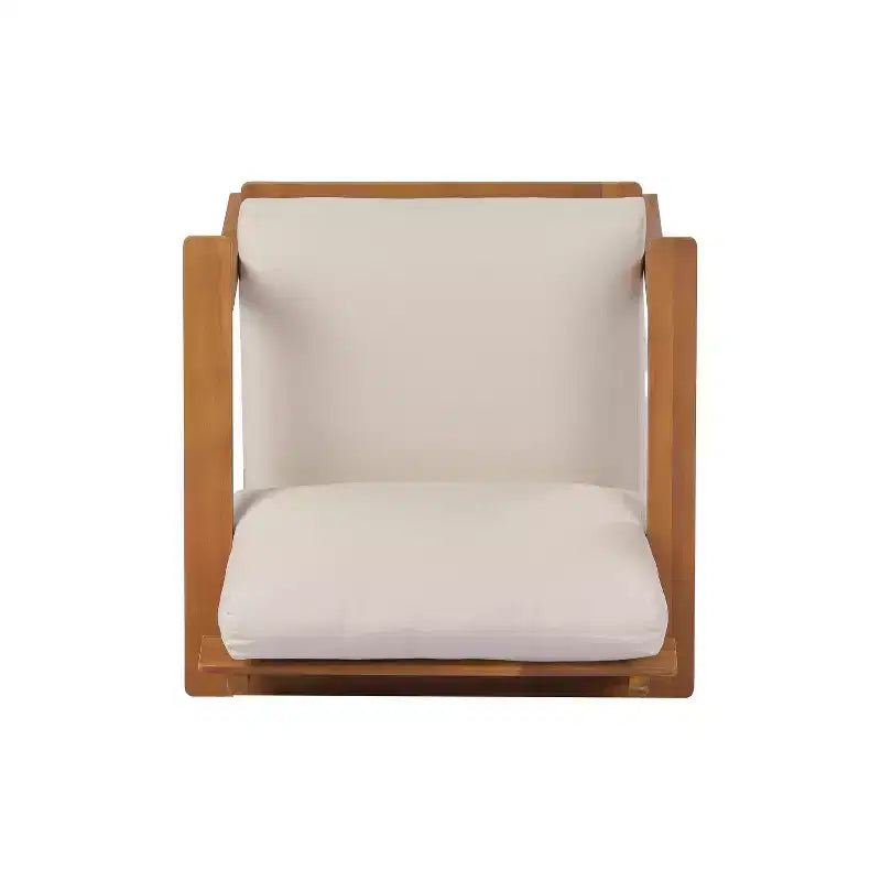Ensemble de canapés de jardin 2/4 places, ensemble de conversation de patio, ensemble de meubles d'extérieur, ensemble de sièges avec table basse, fauteuil, causeuse et coussins, teck + beige - ModernLuxe