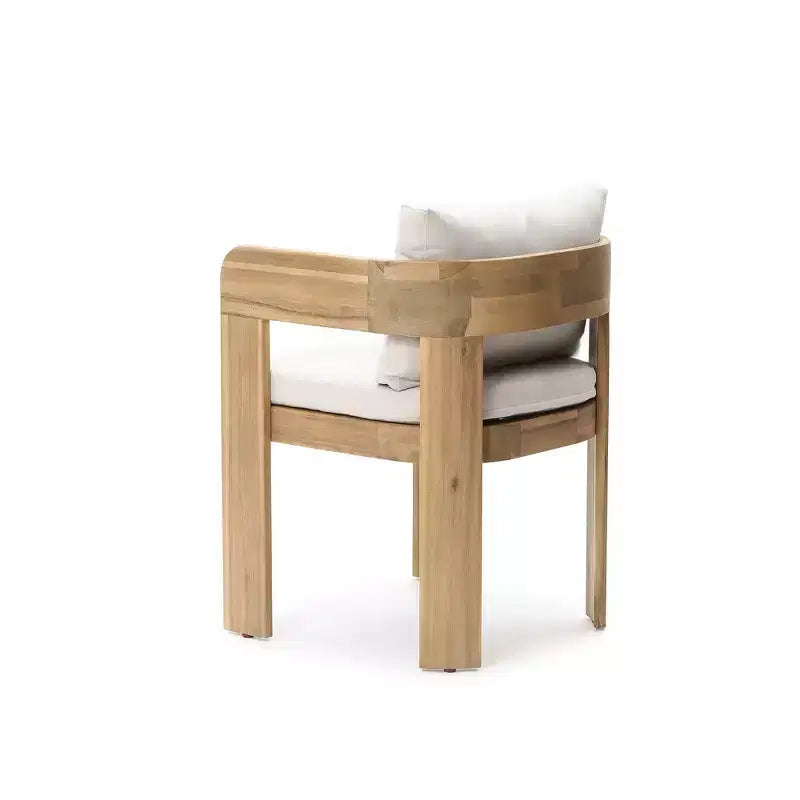 LuxenHome Lot de 2 fauteuils modernes d'extérieur en bois d'acacia avec coussins, sièges de salon de patio
