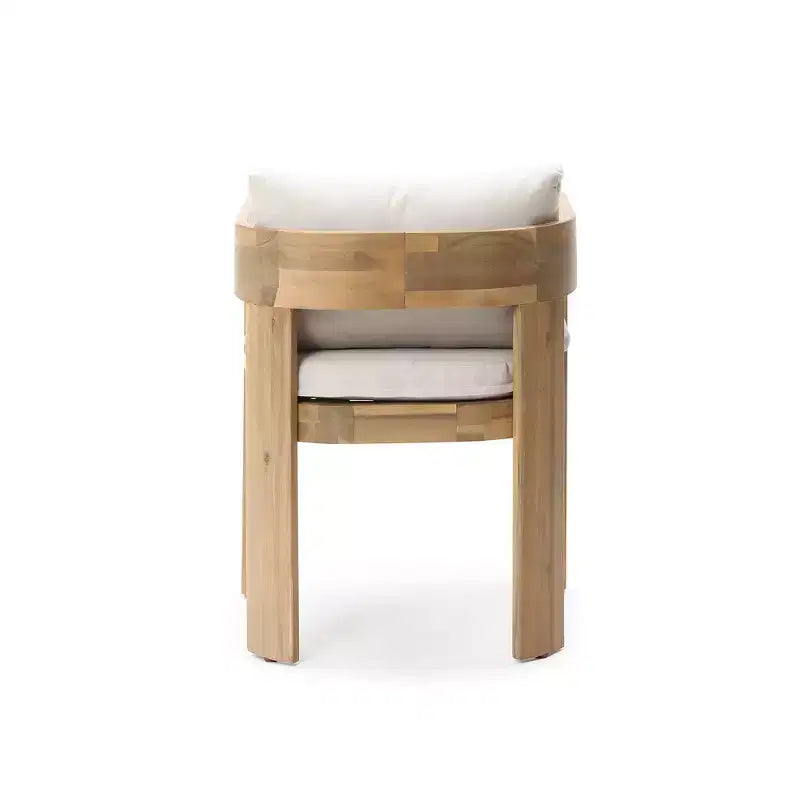LuxenHome Lot de 2 fauteuils modernes d'extérieur en bois d'acacia avec coussins, sièges de salon de patio