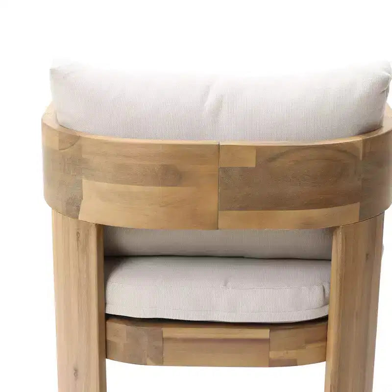 LuxenHome Lot de 2 fauteuils modernes d'extérieur en bois d'acacia avec coussins, sièges de salon de patio