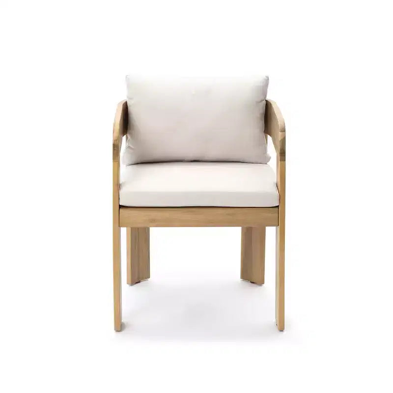 LuxenHome Lot de 2 fauteuils modernes d'extérieur en bois d'acacia avec coussins, sièges de salon de patio