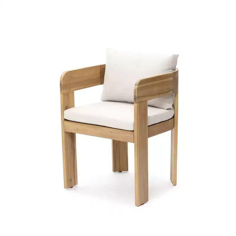 LuxenHome Lot de 2 fauteuils modernes d'extérieur en bois d'acacia avec coussins, sièges de salon de patio