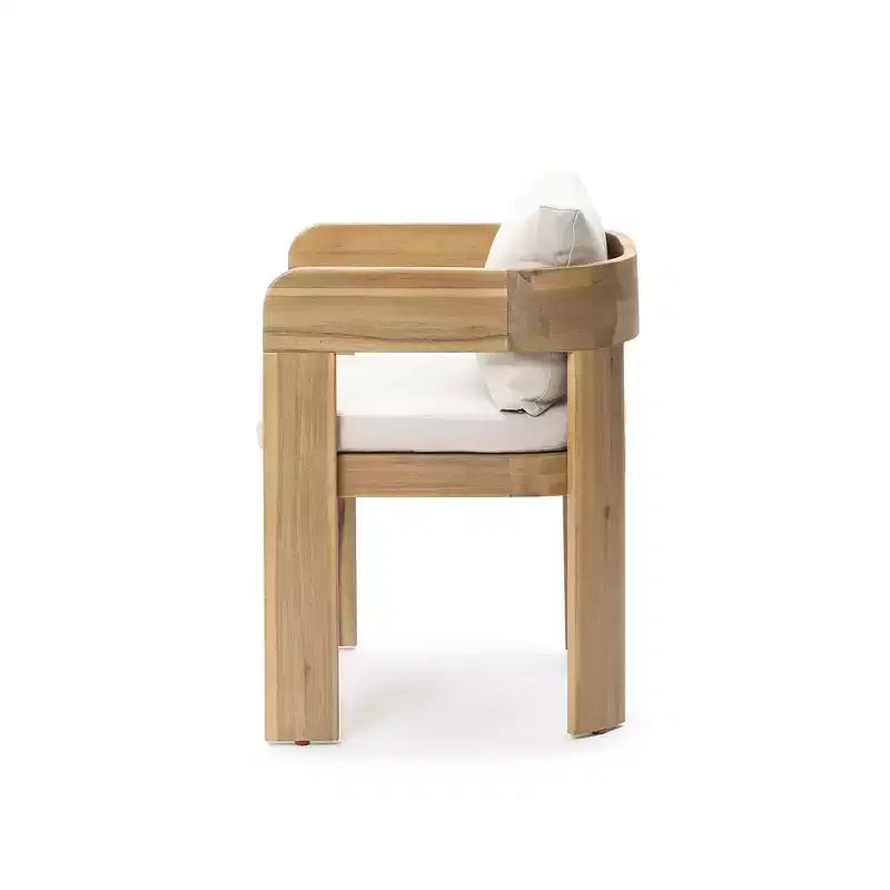 LuxenHome Lot de 2 fauteuils modernes d'extérieur en bois d'acacia avec coussins, sièges de salon de patio