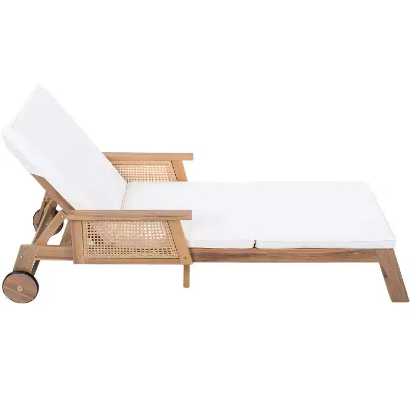 Ensemble table basse en carrelage céramique et bain de soleil moderne en acacia Jisoo Christopher Knight Home avec accoudoir en osier