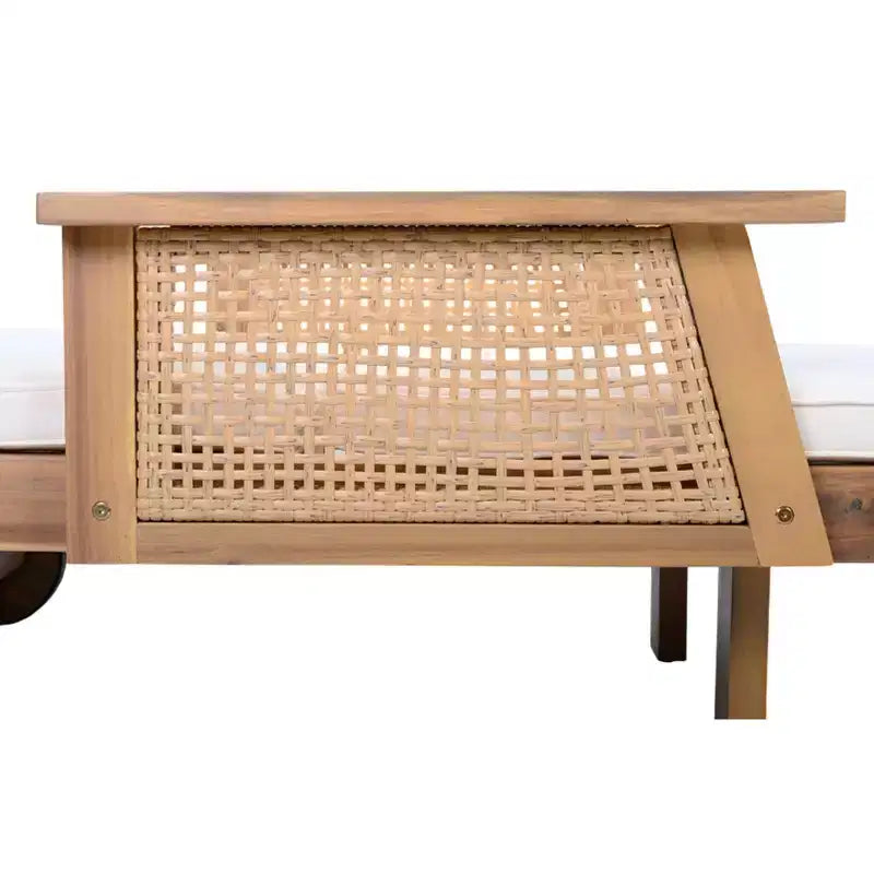 Ensemble table basse en carrelage céramique et bain de soleil moderne en acacia Jisoo Christopher Knight Home avec accoudoir en osier