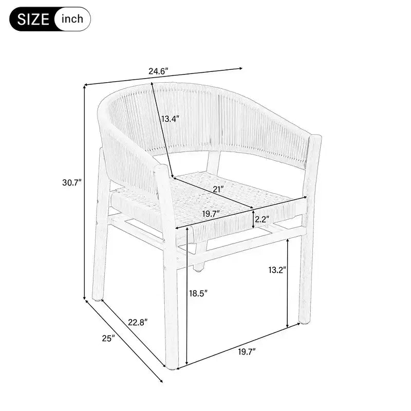 Chaise d'appoint de terrasse extérieure Whisen 2 pièces, ensemble de 2 chaises de conversation de jardin, élégantes chaises doubles extérieures tissées