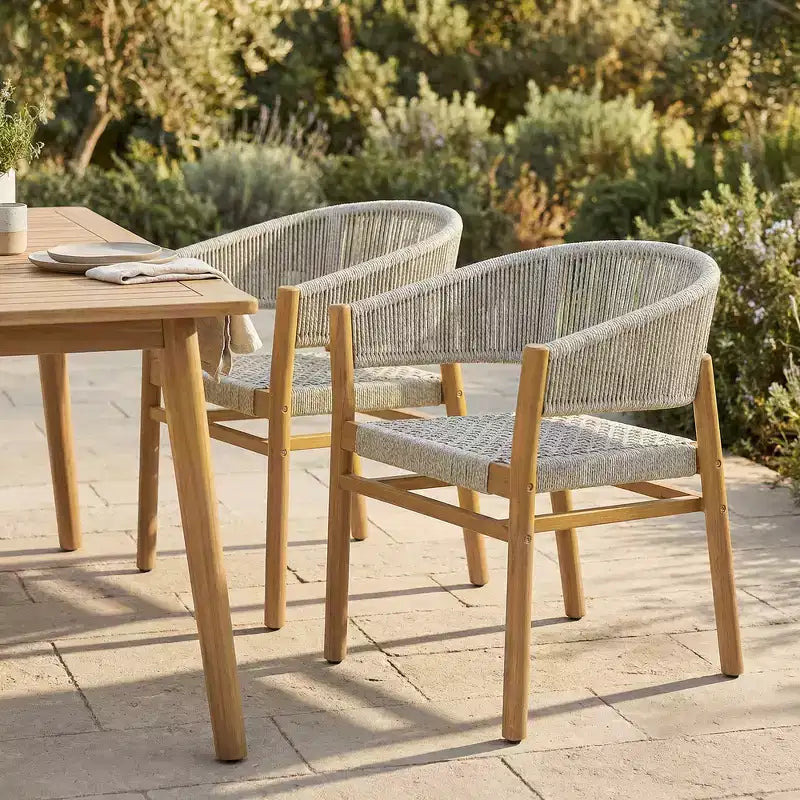 Chaise d'appoint de terrasse extérieure Whisen 2 pièces, ensemble de 2 chaises de conversation de jardin, élégantes chaises doubles extérieures tissées