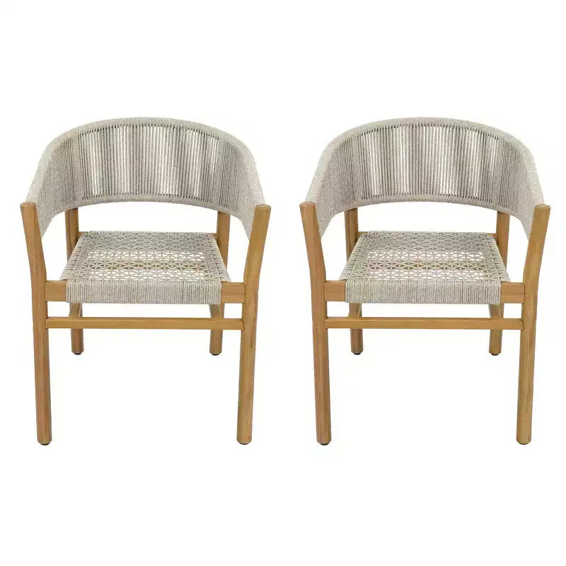 Chaise d'appoint de terrasse extérieure Whisen 2 pièces, ensemble de 2 chaises de conversation de jardin, élégantes chaises doubles extérieures tissées