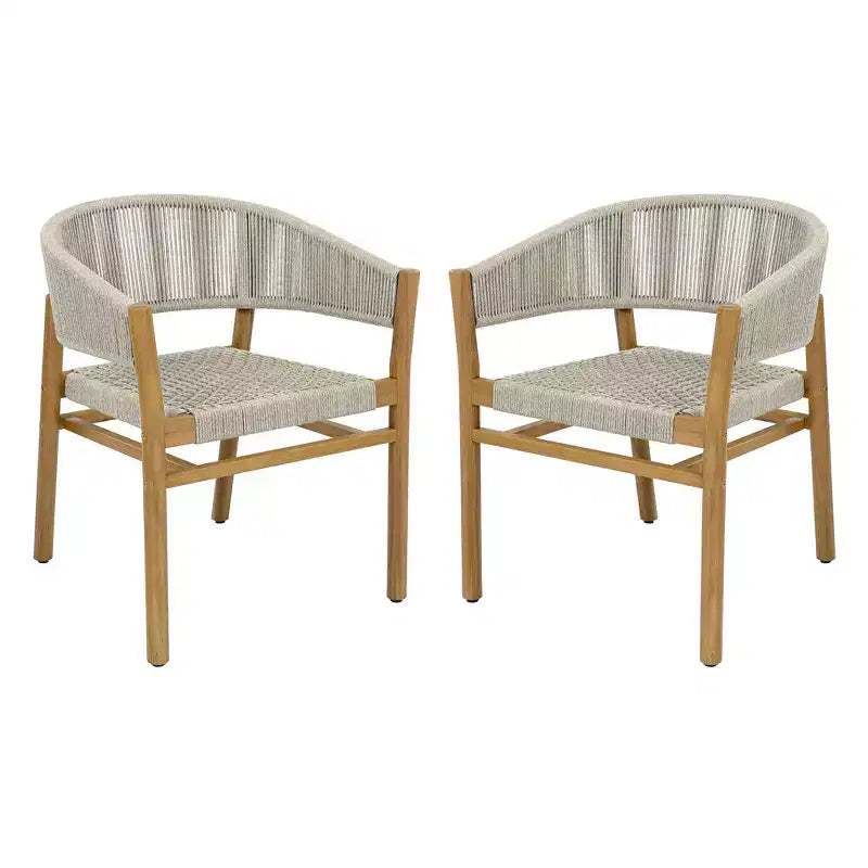 Chaise d'appoint de terrasse extérieure Whisen 2 pièces, ensemble de 2 chaises de conversation de jardin, élégantes chaises doubles extérieures tissées