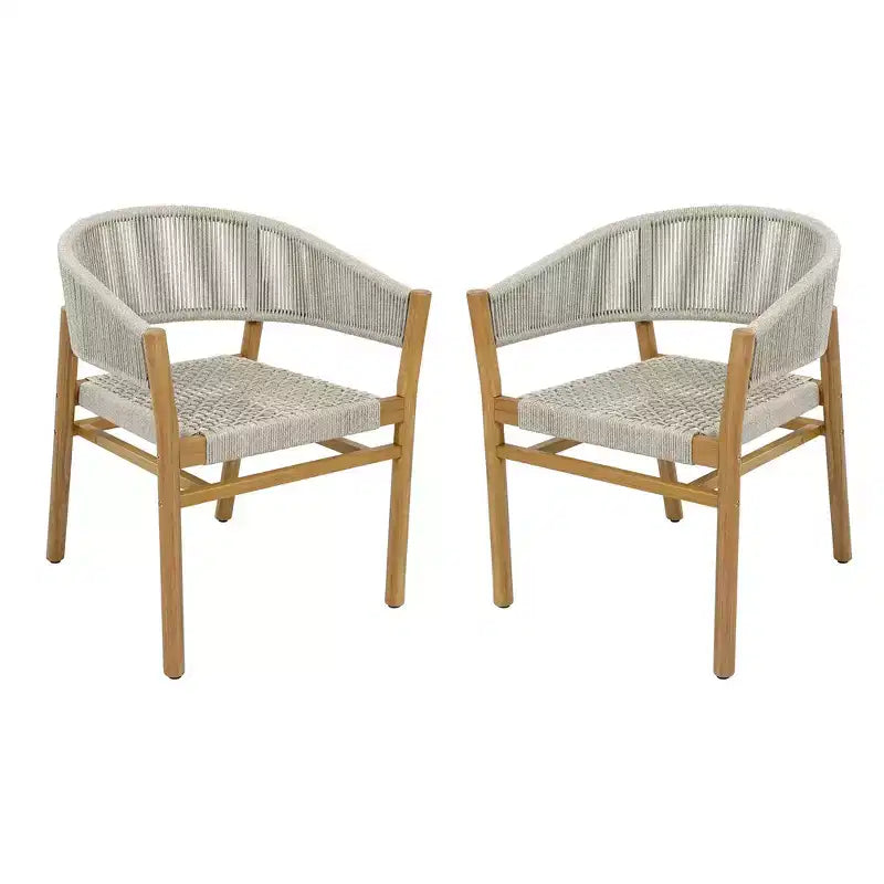 Chaise d'appoint de terrasse extérieure Whisen 2 pièces, ensemble de 2 chaises de conversation de jardin, élégantes chaises doubles extérieures tissées