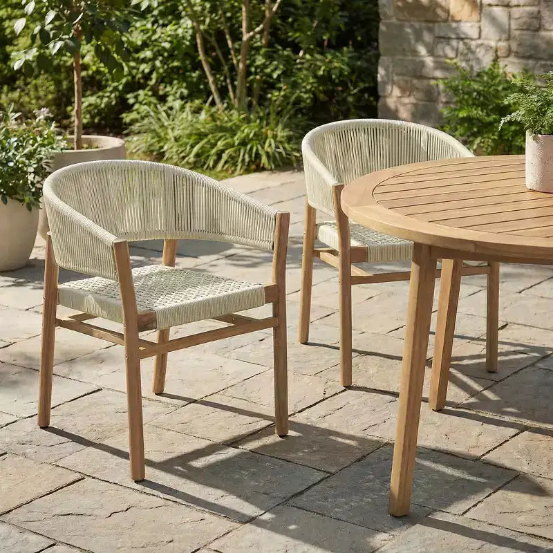 Chaise d'appoint de terrasse extérieure Whisen 2 pièces, ensemble de 2 chaises de conversation de jardin, élégantes chaises doubles extérieures tissées