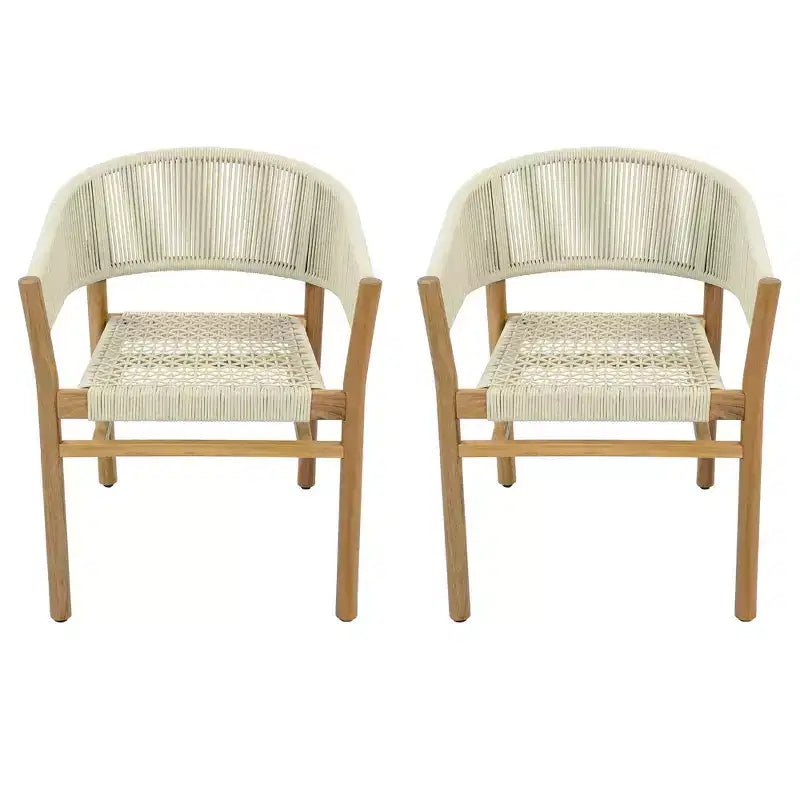 Chaise d'appoint de terrasse extérieure Whisen 2 pièces, ensemble de 2 chaises de conversation de jardin, élégantes chaises doubles extérieures tissées