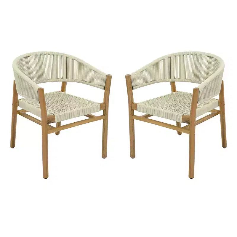 Chaise d'appoint de terrasse extérieure Whisen 2 pièces, ensemble de 2 chaises de conversation de jardin, élégantes chaises doubles extérieures tissées