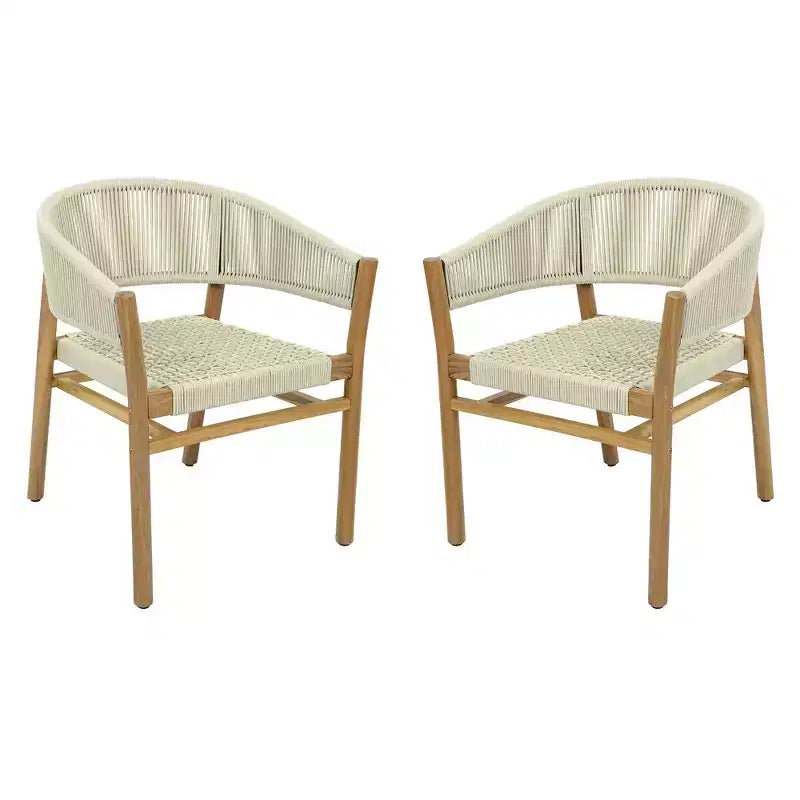 Chaise d'appoint de terrasse extérieure Whisen 2 pièces, ensemble de 2 chaises de conversation de jardin, élégantes chaises doubles extérieures tissées