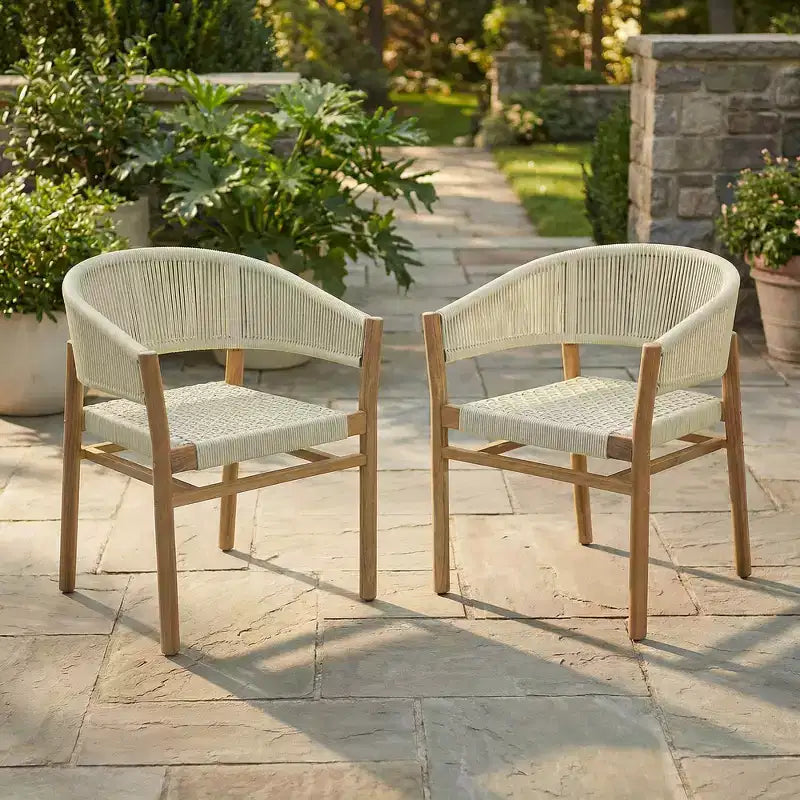 Whisen 2-Piece Outdoor Patio Accent Chair, Garden Conversation Seating Chair Set of 2, Elegant Double Outdoor Woven Chairs