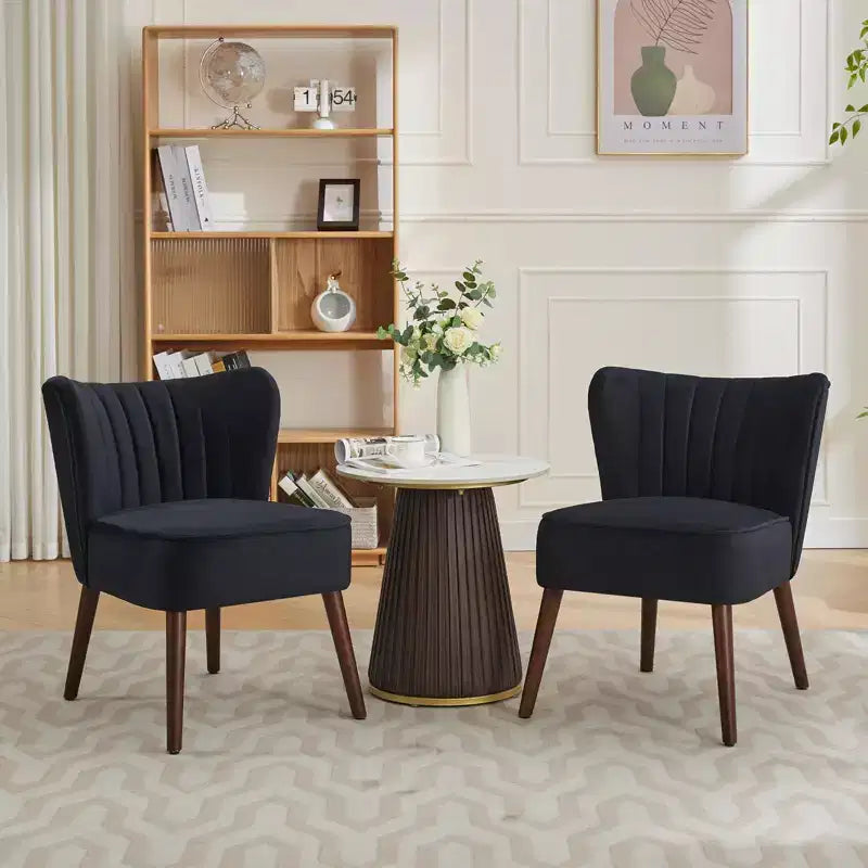 Chaise d'appoint moderne sans accoudoirs - Chaise longue et de salle à manger capitonnée de style Mid-Century avec pieds en bois brut pour le salon, la chambre, le bureau et la coiffeuse
