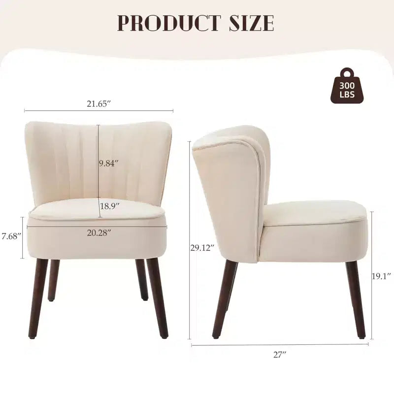 Chaise d'appoint moderne sans accoudoirs - Chaise longue et de salle à manger capitonnée de style Mid-Century avec pieds en bois brut pour le salon, la chambre, le bureau et la coiffeuse