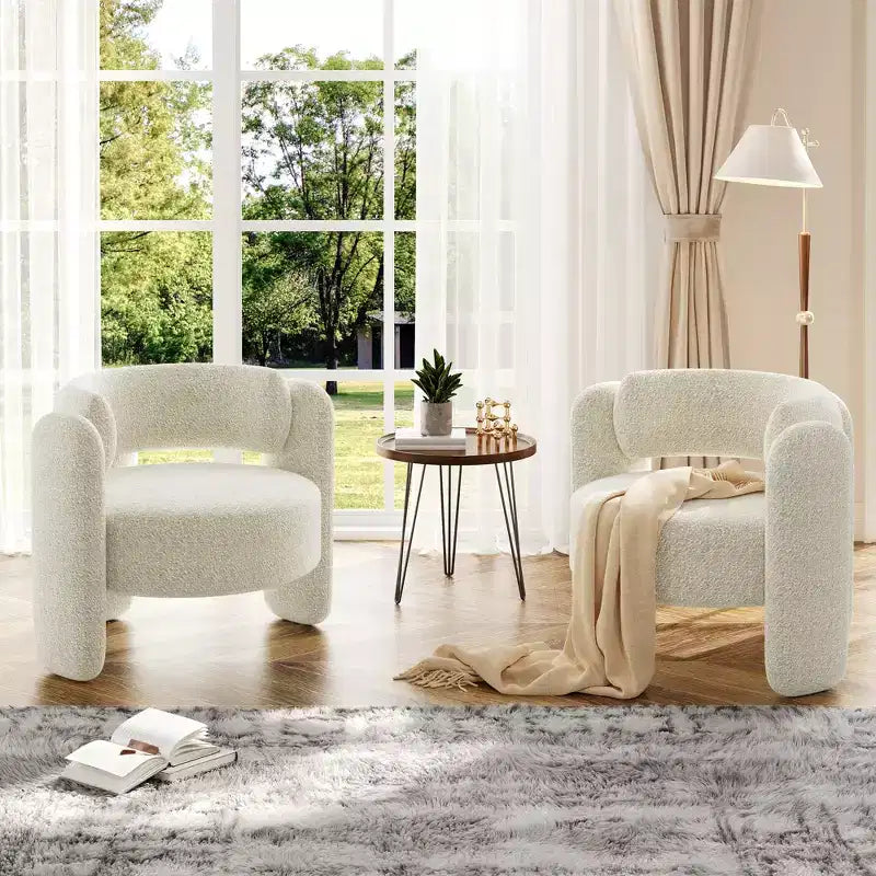 Oversized Modern Chenille Barrel Accent Chair,Mid-Century Lounge Armchair with Open Back,Soft&Cozy Upholstered Comfort for Living Room,Bedroom,Office