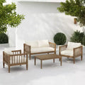 4-Piece Outdoor Patio Furniture Set with Coffee Table, Deep Seating Conversation Set with Cushions for Backyard, Balcony & Garden-Panipeachy