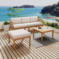 3/4/5pcs Outdoor Sofa Set Patio Conversation Set Outdoor Lounge Furniture Set with Coffee Table&Cushion, Weather-Resistant Frame,Teak+Beige-ModernLuxe