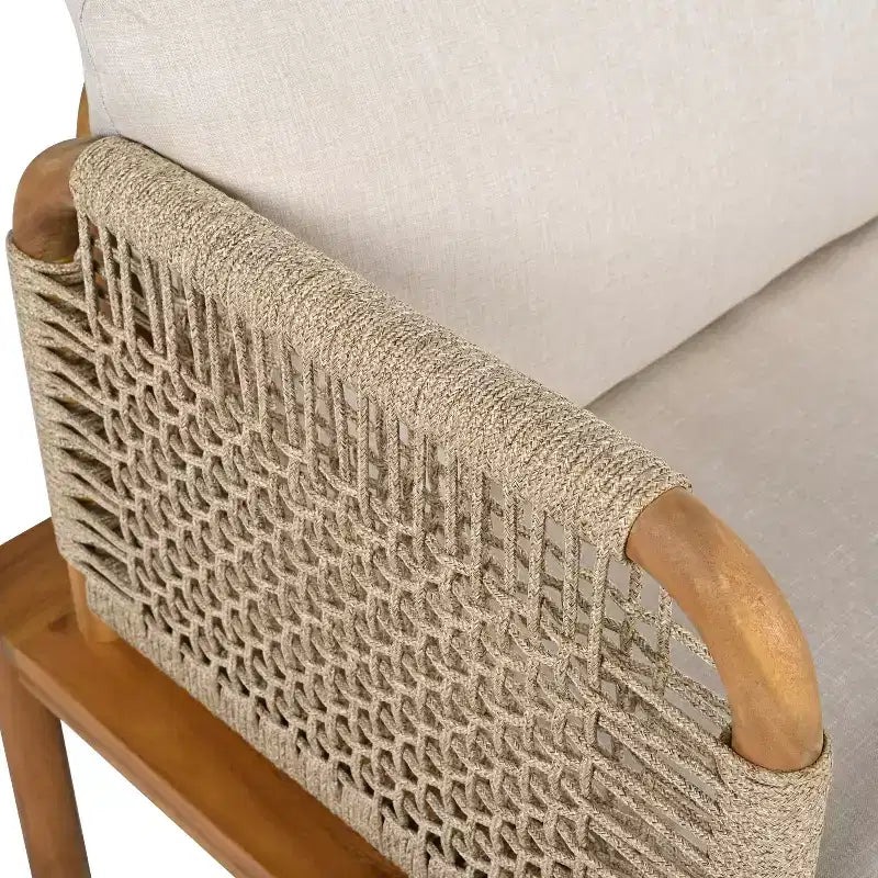 Ensemble de Canapé d'Extérieur 3/4/5 Pièces, Salon de Jardin Extérieur avec Table Basse et Coussins, Cadre Résistant aux Intempéries, Teck+Beige-ModernLuxe