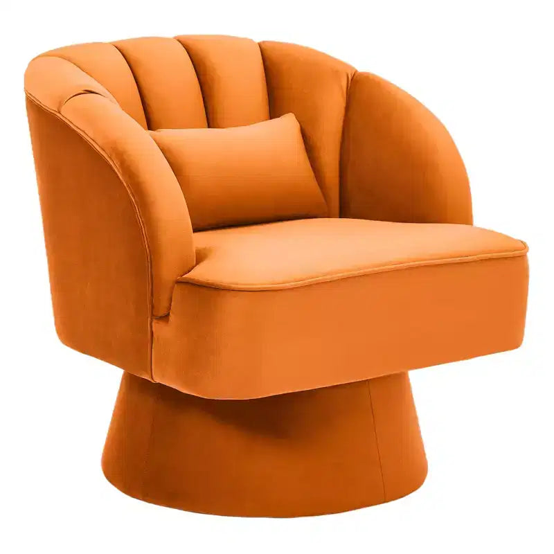 Fauteuil pivotant moderne à 360°, Fauteuil d'appoint en velours avec dossier rayé, Coussin moelleux pour salon