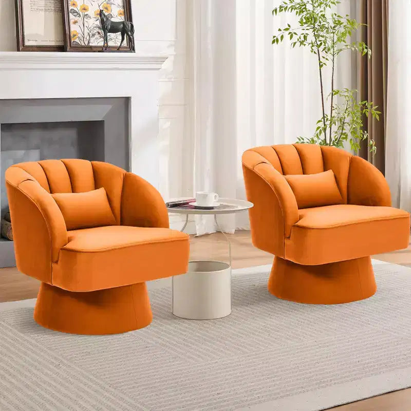 Fauteuil pivotant moderne à 360°, Fauteuil d'appoint en velours avec dossier rayé, Coussin moelleux pour salon