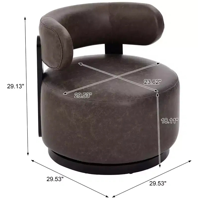 Fauteuil club pivotant Christopher Knight Home Emile en bois d'hévéa et similicuir