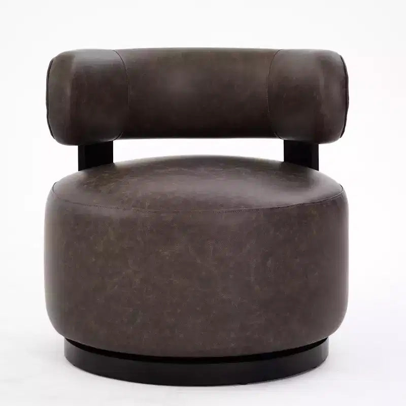 Fauteuil club pivotant Christopher Knight Home Emile en bois d'hévéa et similicuir