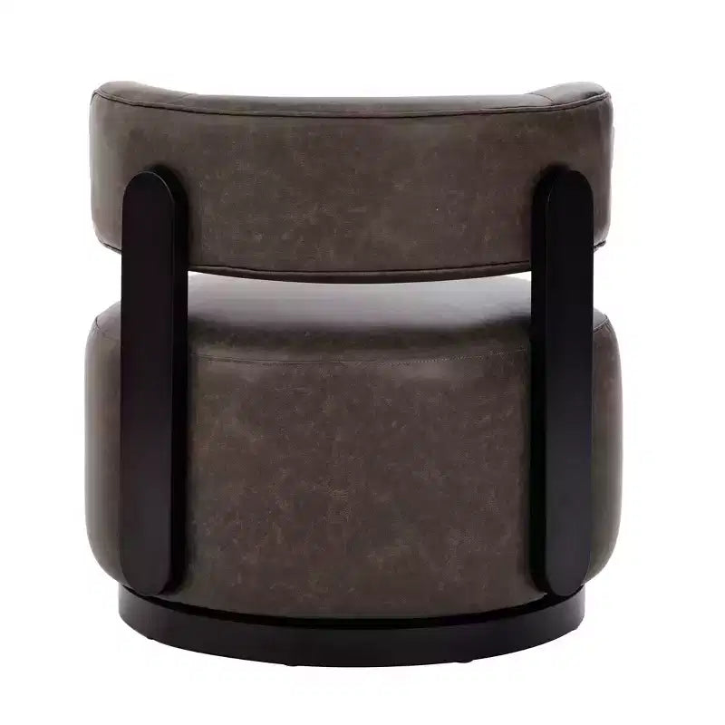 Fauteuil club pivotant Christopher Knight Home Emile en bois d'hévéa et similicuir