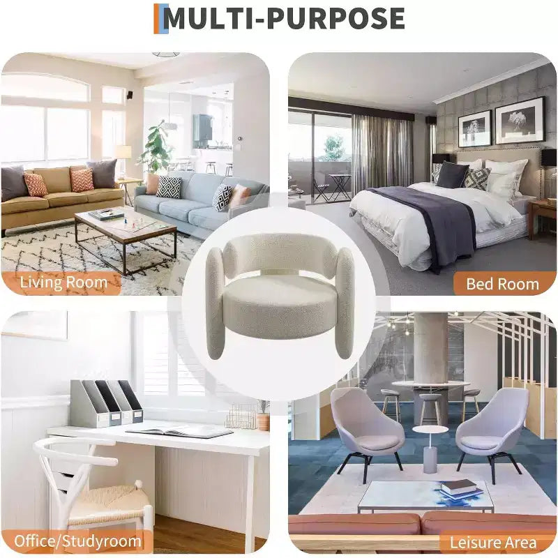 Accent Chair Set of 2, Modern Barrel Armchair with Plush Chenille Upholstery for Living Room, Bedroom & Office,Comfortable Round Design,Easy Assembly