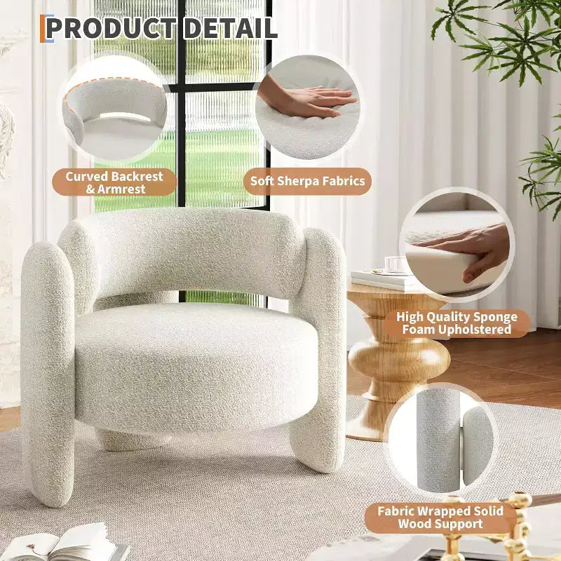 Accent Chair Set of 2, Modern Barrel Armchair with Plush Chenille Upholstery for Living Room, Bedroom & Office,Comfortable Round Design,Easy Assembly