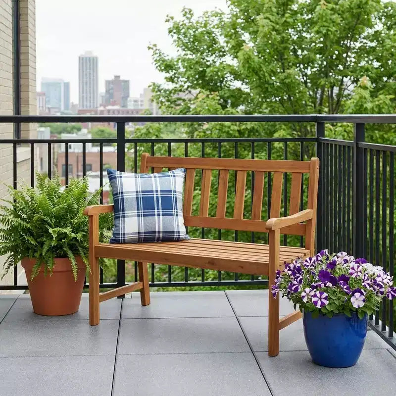 2-Person Poly Lumber Garden Bench, Slatted Patio Loveseat, Weather-Resistant Outdoor Seating for Yard, Garden, Porch, Park or Backyard