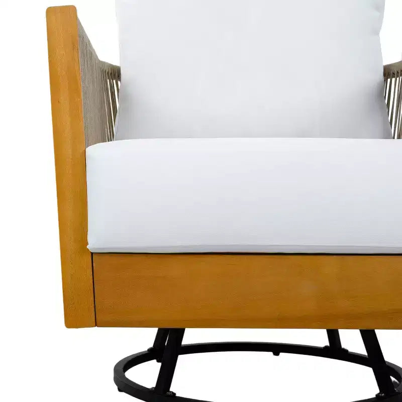 Chaise pivotante moderne en bois d'acacia et corde pour patio Christopher Knight Home Stellan avec table d'appoint à lattes