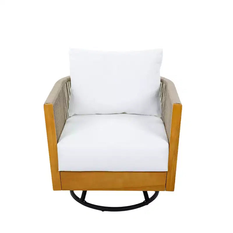 Chaise pivotante moderne en bois d'acacia et corde pour patio Christopher Knight Home Stellan avec table d'appoint à lattes
