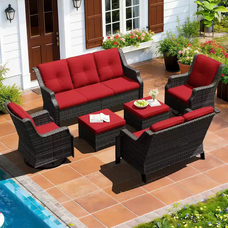 Ensemble modulaire d'extérieur 6 pièces UPTIOT avec tissu en oléfine et capacité de 159 kg