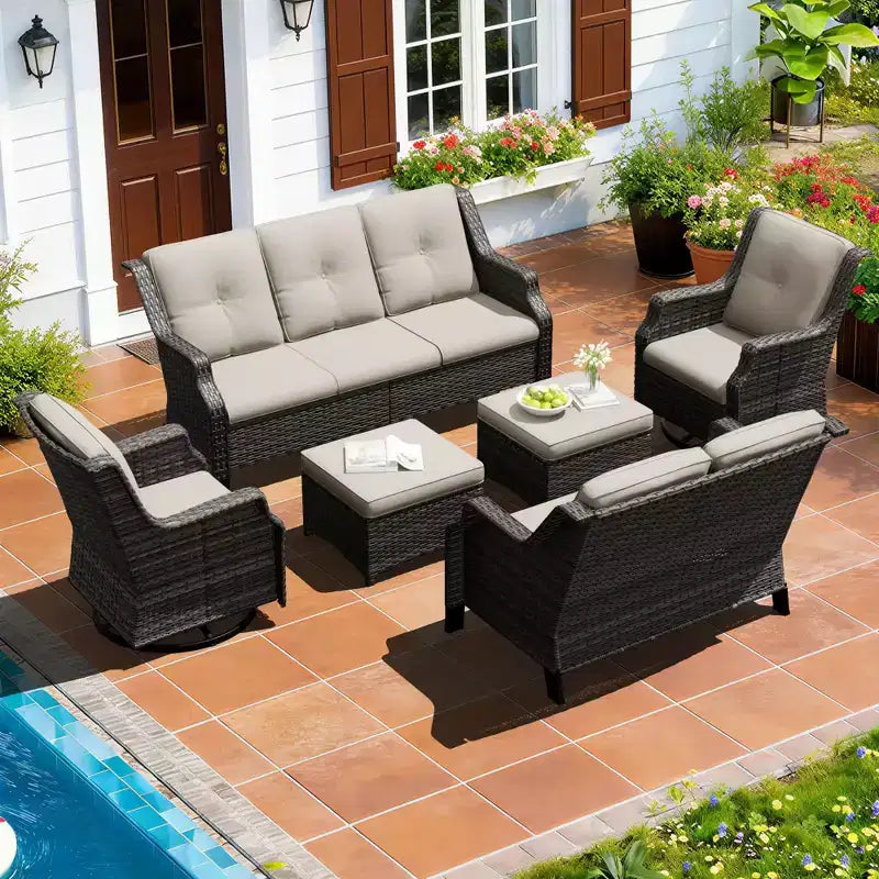 Ensemble modulaire d'extérieur 6 pièces UPTIOT avec tissu en oléfine et capacité de 159 kg