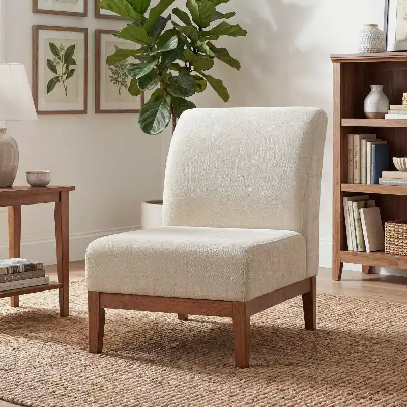 Christopher Knight Home Hyejin Fauteuil d'appoint moderne en bois d'hévéa rembourré avec dossier incurvé