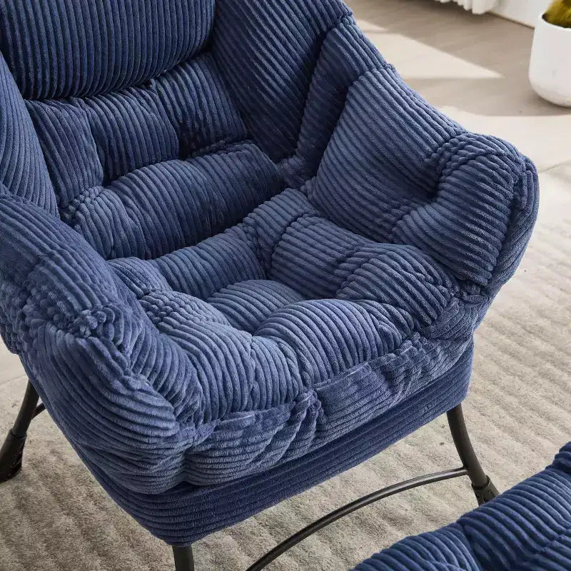 Chaise longue ergonomique paresseuse avec ottoman pour salon et petits espaces - Cadre en acier et canapé paresseux avec pochette latérale