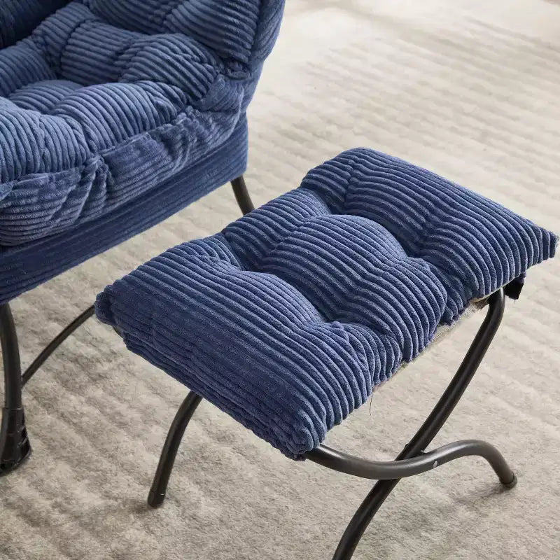 Chaise longue ergonomique paresseuse avec ottoman pour salon et petits espaces - Cadre en acier et canapé paresseux avec pochette latérale