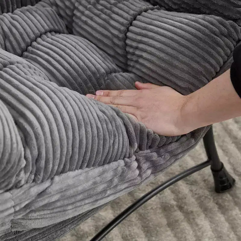 Chaise longue ergonomique paresseuse avec ottoman pour salon et petits espaces - Cadre en acier et canapé paresseux avec pochette latérale