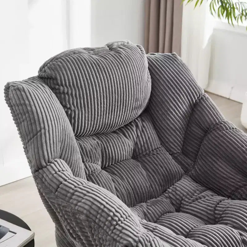 Chaise longue ergonomique paresseuse avec ottoman pour salon et petits espaces - Cadre en acier et canapé paresseux avec pochette latérale