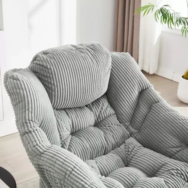 Chaise longue ergonomique paresseuse avec ottoman pour salon et petits espaces - Cadre en acier et canapé paresseux avec pochette latérale