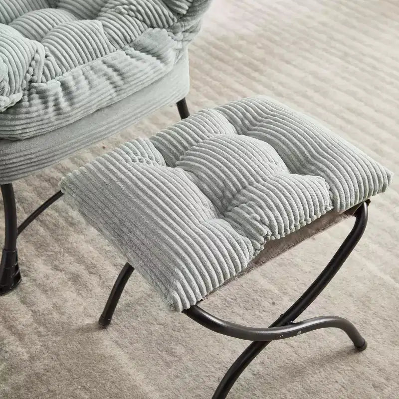 Chaise longue ergonomique paresseuse avec ottoman pour salon et petits espaces - Cadre en acier et canapé paresseux avec pochette latérale
