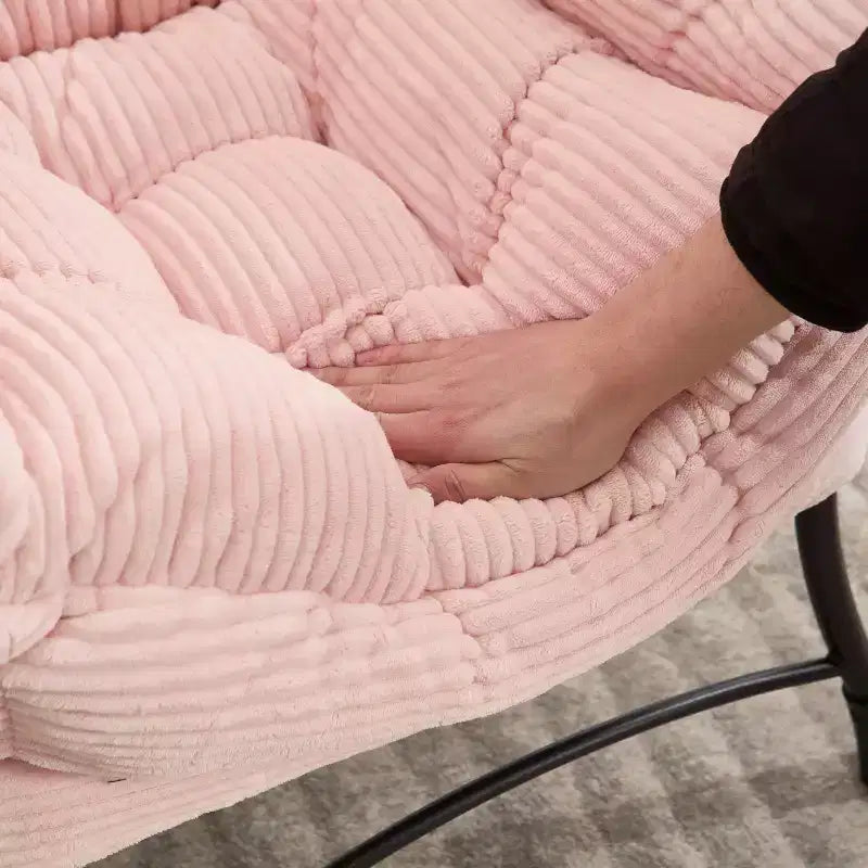 Chaise longue ergonomique paresseuse avec ottoman pour salon et petits espaces - Cadre en acier et canapé paresseux avec pochette latérale