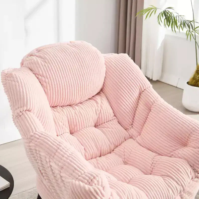 Chaise longue ergonomique paresseuse avec ottoman pour salon et petits espaces - Cadre en acier et canapé paresseux avec pochette latérale
