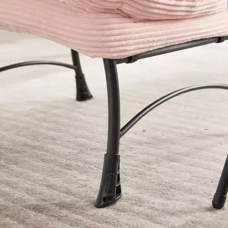 Chaise longue ergonomique paresseuse avec ottoman pour salon et petits espaces - Cadre en acier et canapé paresseux avec pochette latérale